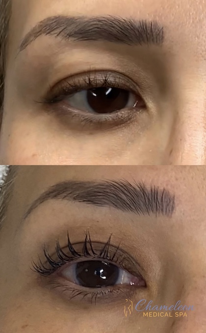 Brow Lamination and Lash Lift Before and After, DeSoto, TX